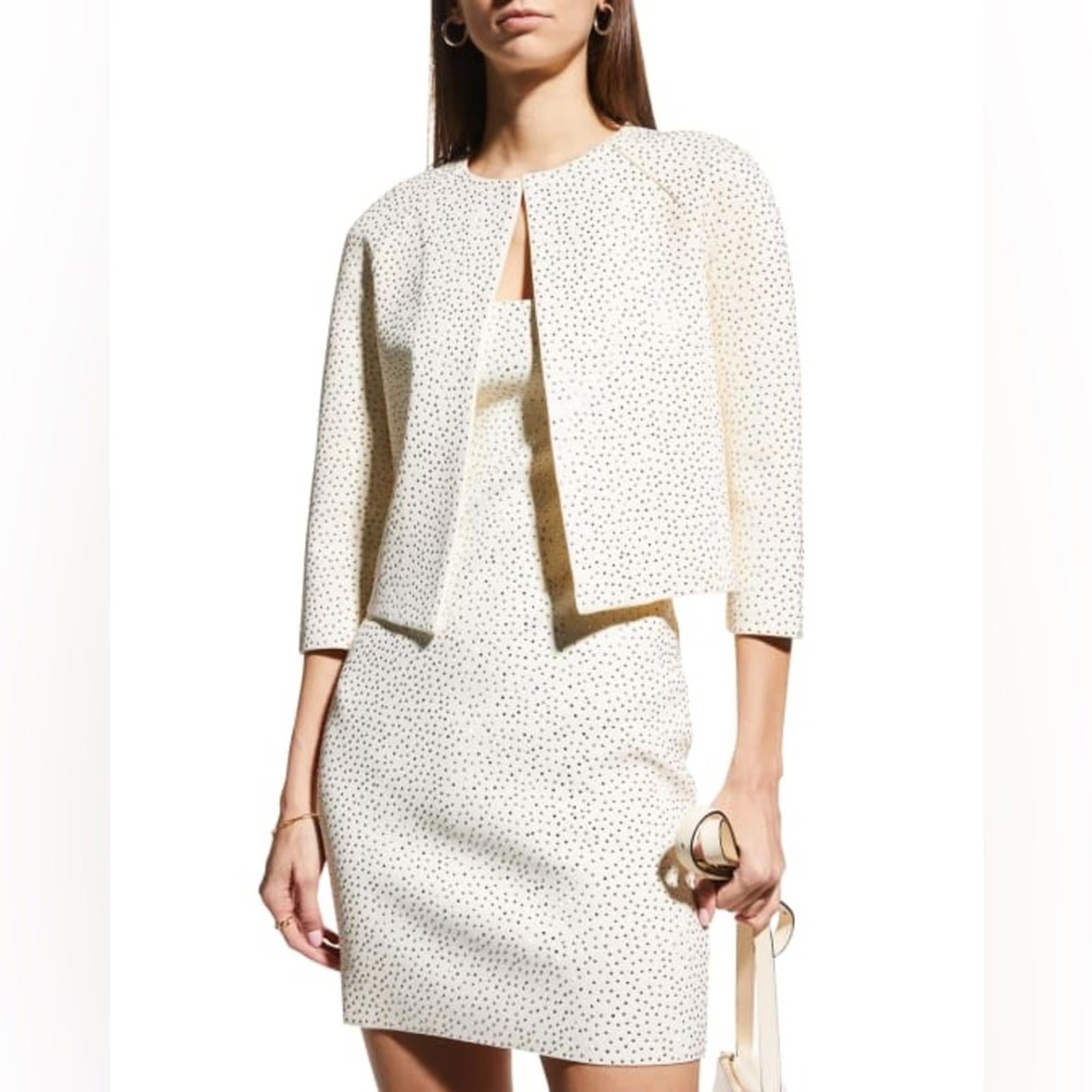 St. John Embellished Knit Jacket in Ecru, Size 0 NEW w/Tag $1,695
