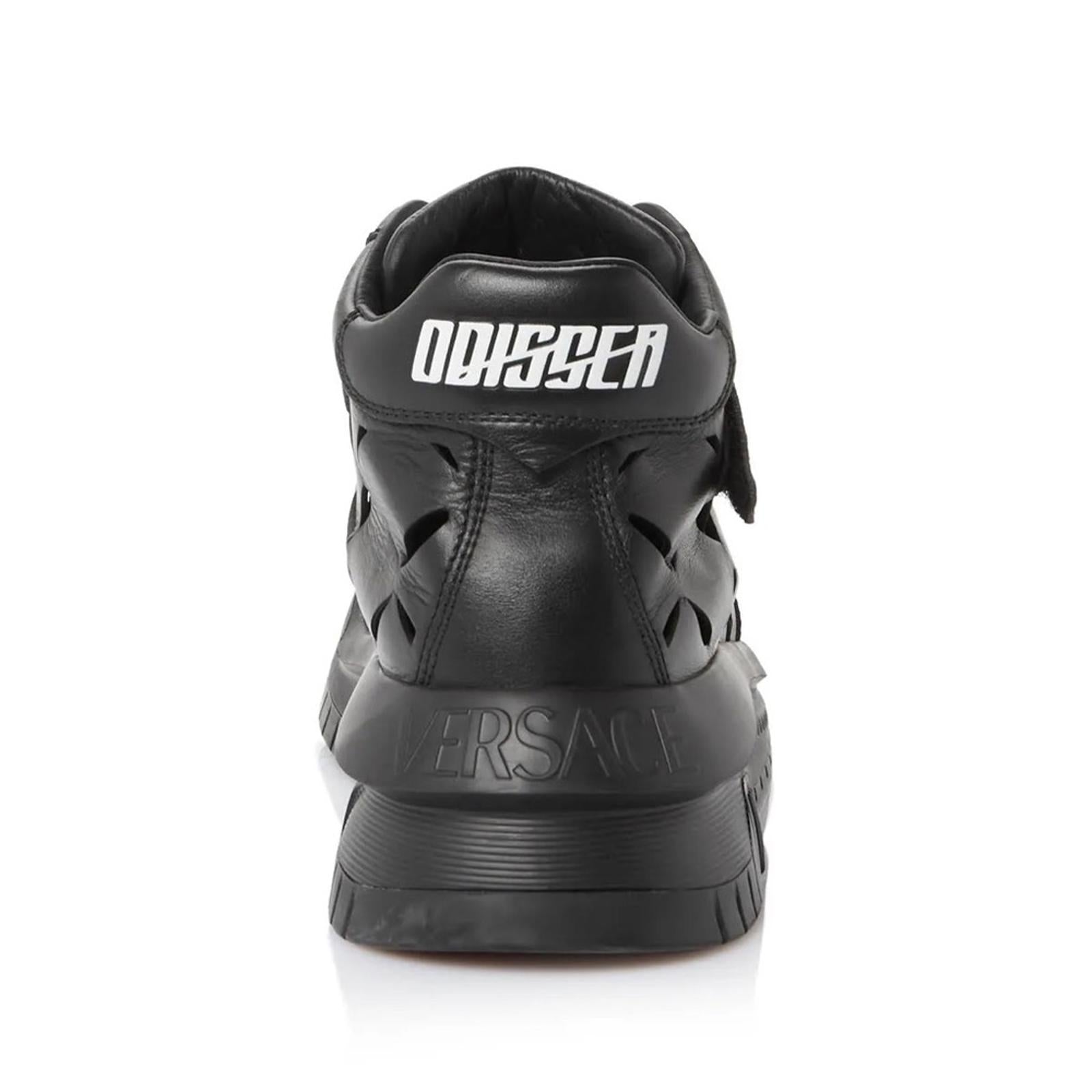 Versace Odissea Calf Leather High-Top Sneakers Black, Size 42 New in Box $1,175