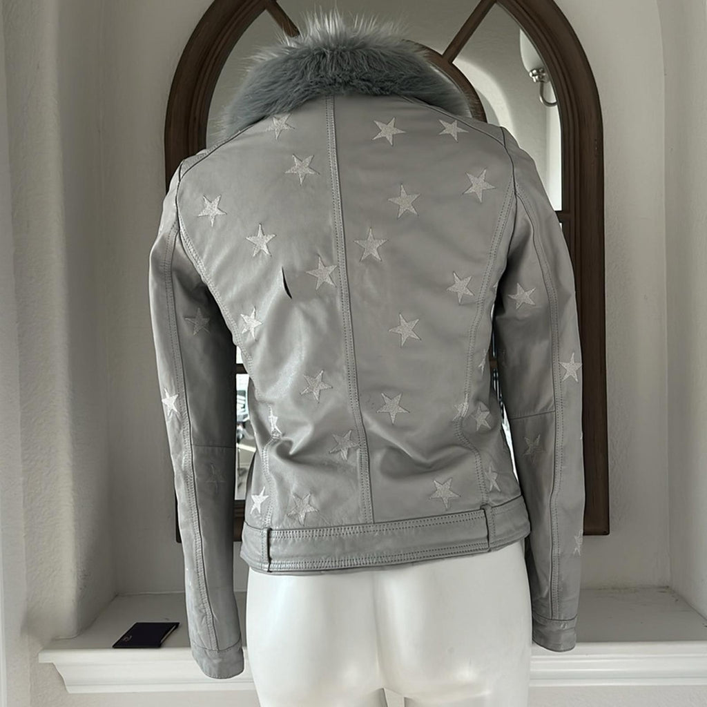Samantha Sipos Seeing Stars Lambskin Leather Jacket, Size Small Retail $1,895