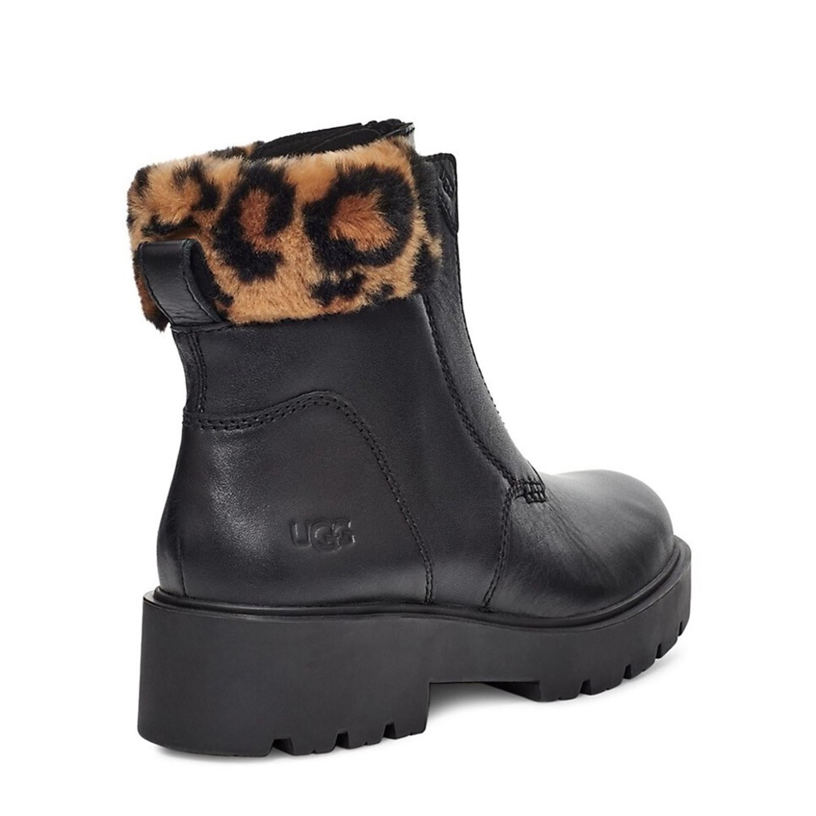 UGG Czeriesa Panther Print Leather Boots in Black, NWT, Size 5