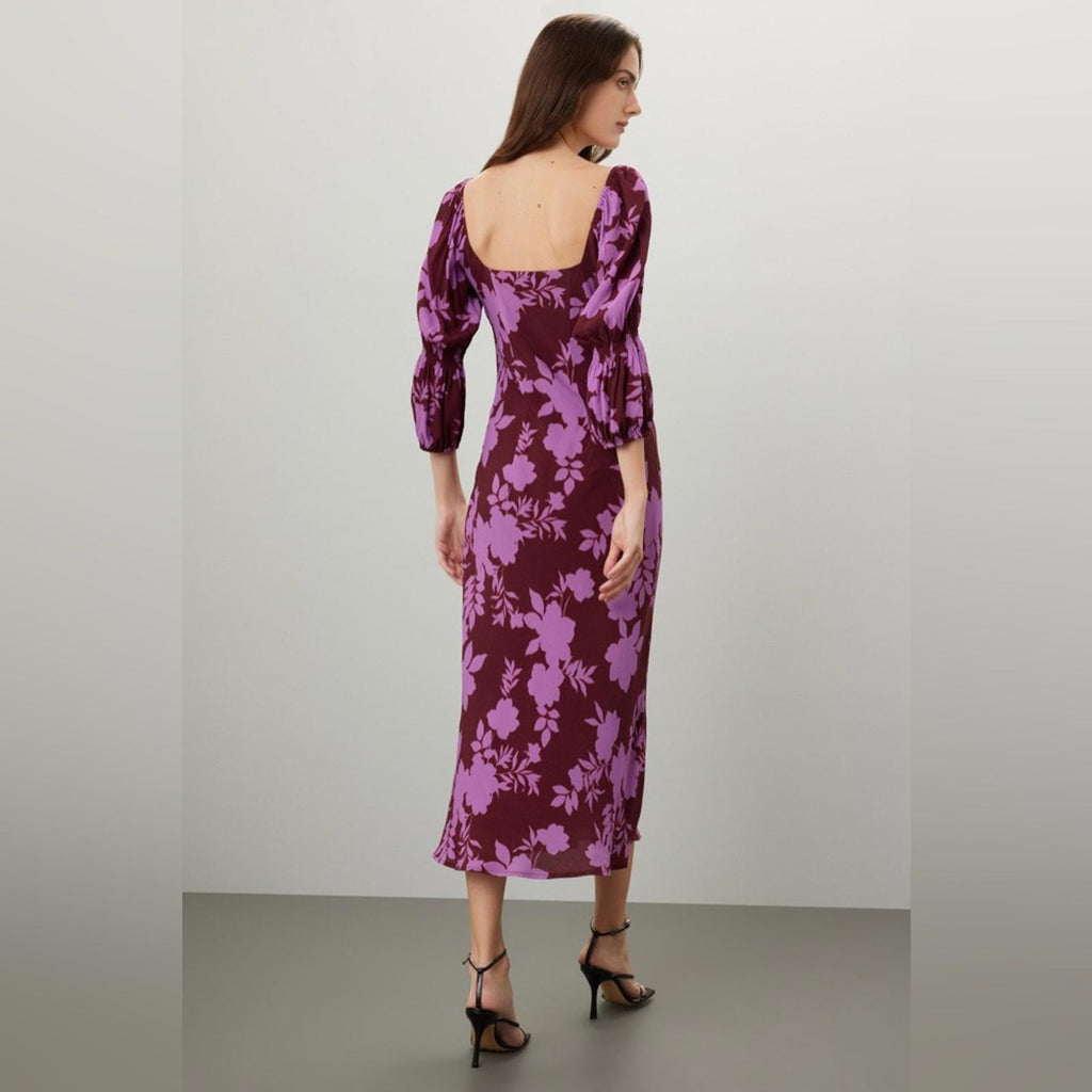 Peter Som x RTR Floral Midi Square-Neck Dress, Size 2