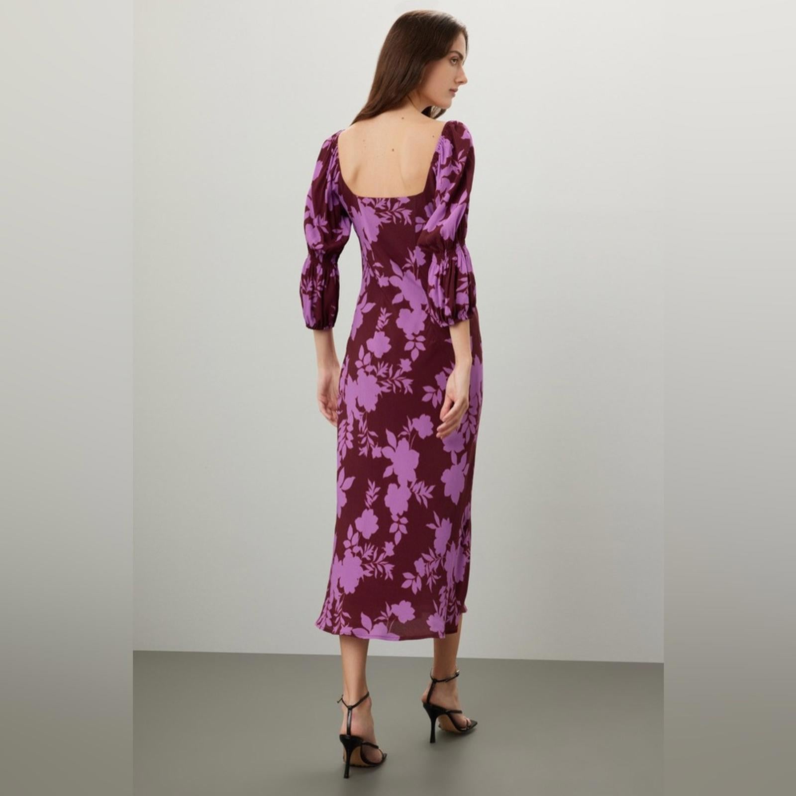 Peter Som x RTR Floral Midi Square-Neck Dress, Size 2