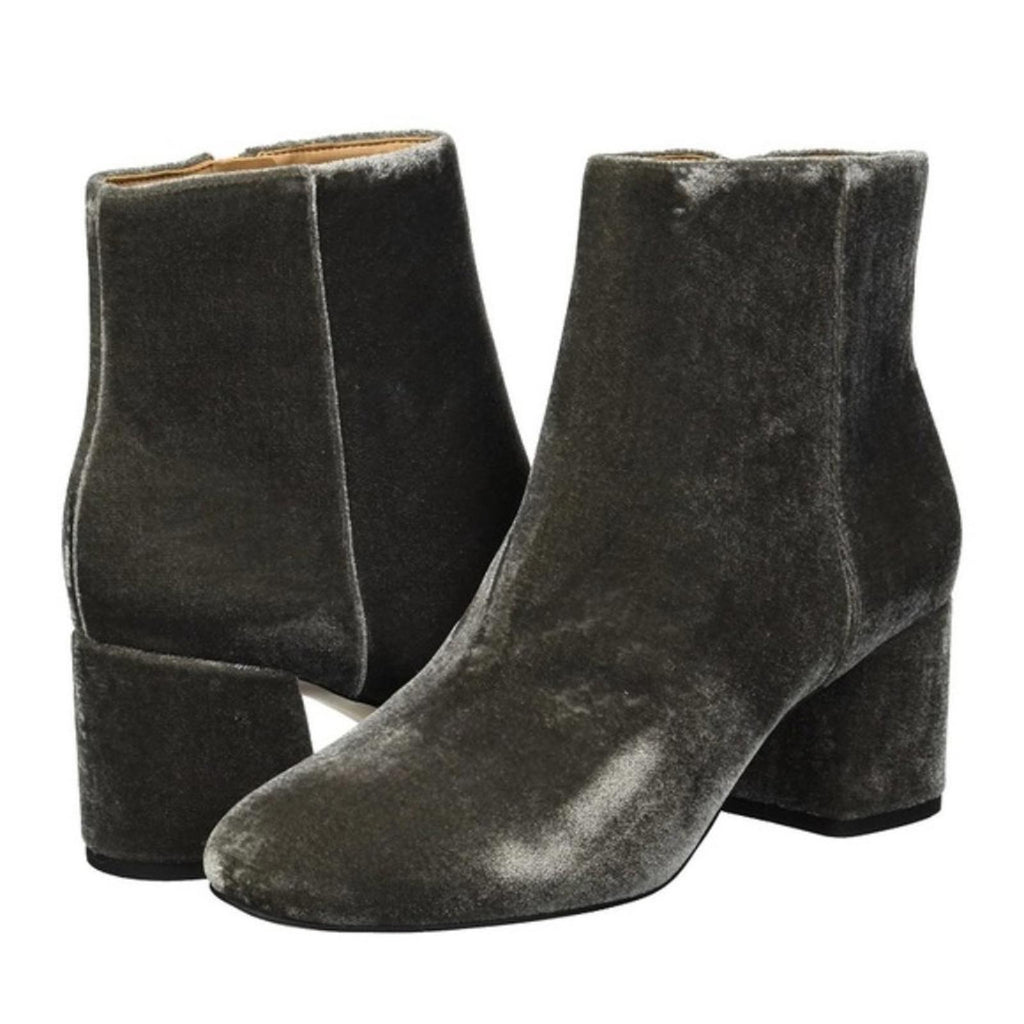 Franco Sarto Suede Velvet Jubilee Booties in Nimbus Grey, Size 7.5 New in Box