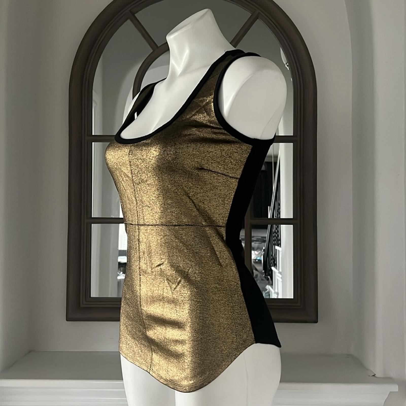 NEW Karen Kane Women’s Shell Metallic Front Tank Top, Size S Gold Copper Size S