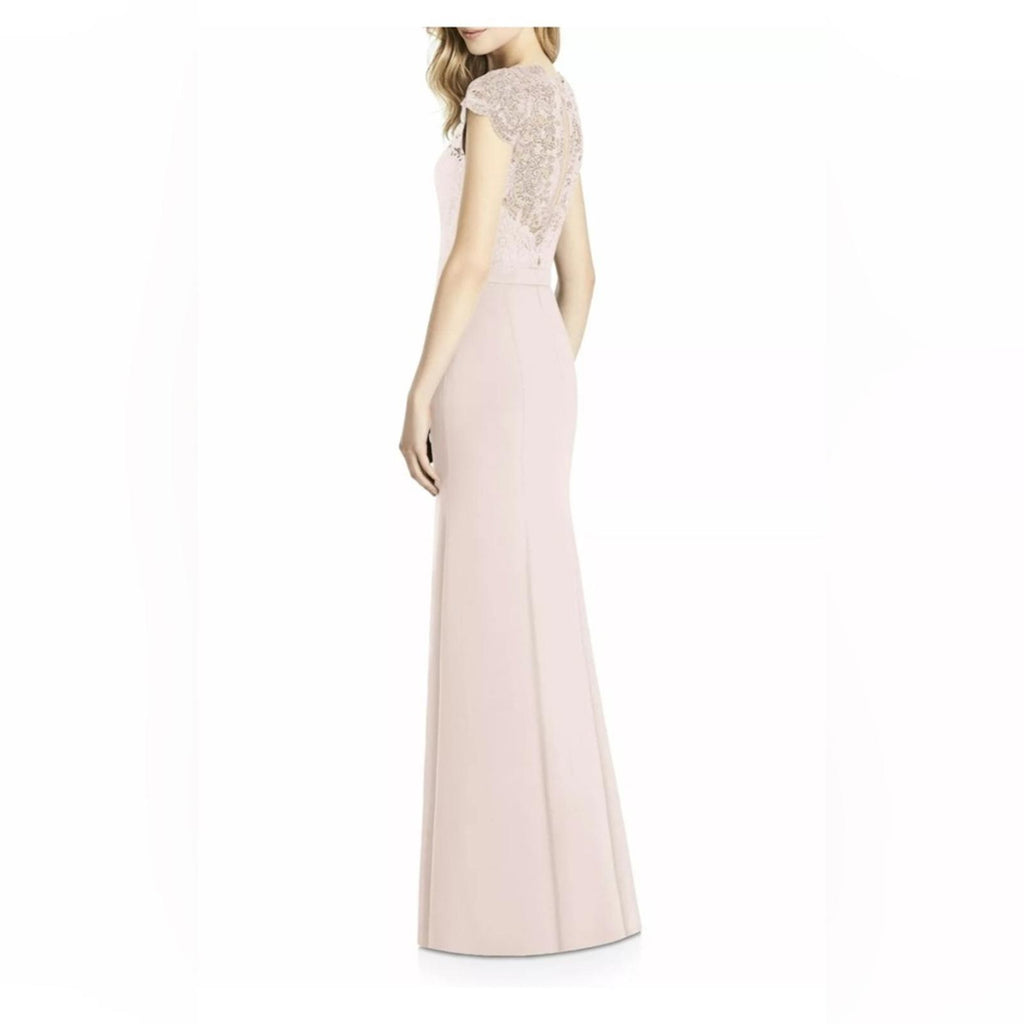 Jenny Packham Lace & Crepe Column Gown in Blush Pink, Size 4, New w/Tag $290