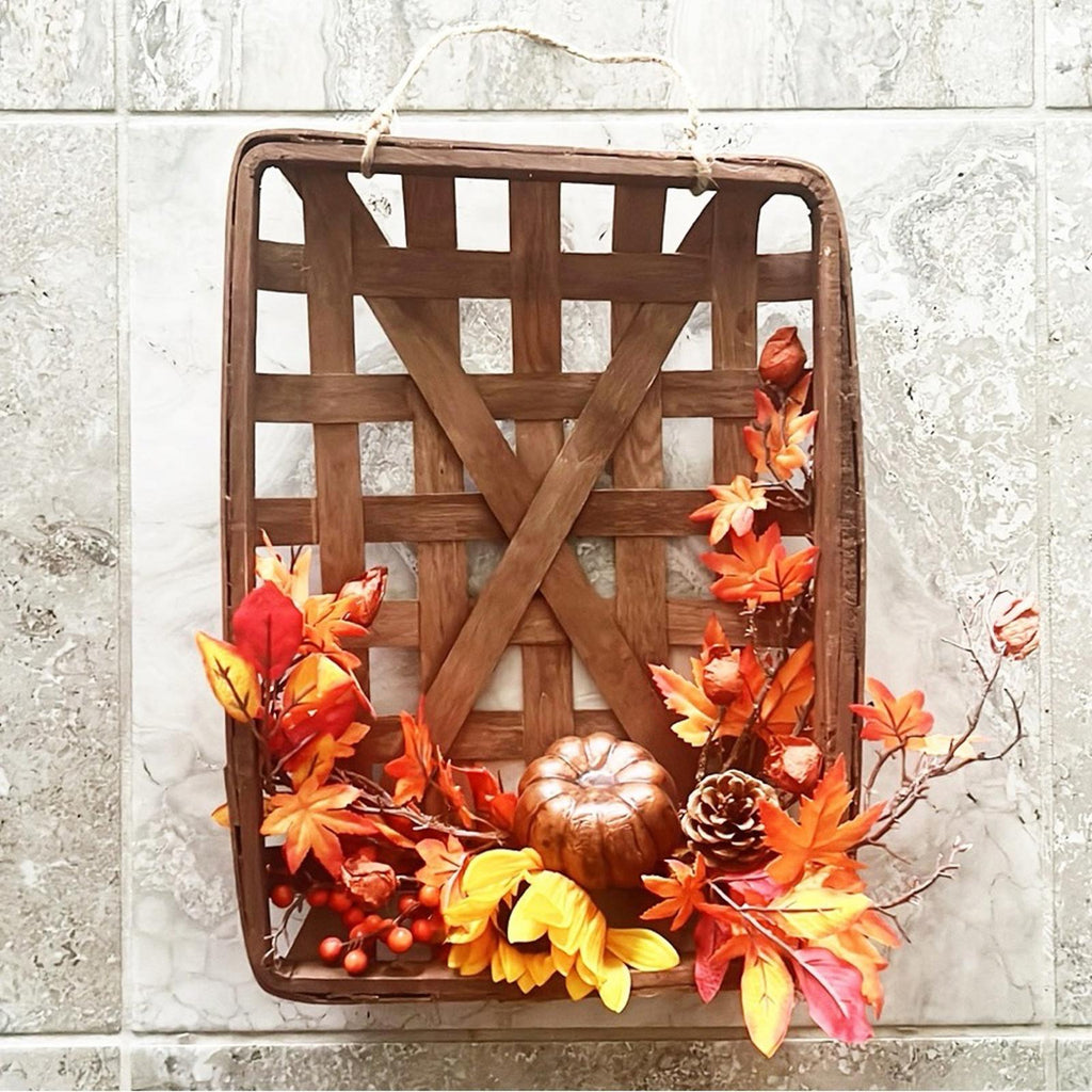 Tobacco Basket Wreath, Thanksgiving Fall Decor, NEW