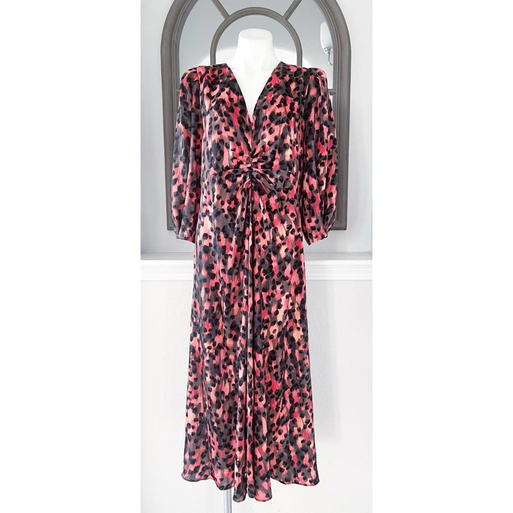 DKNY V-Neck Ruched Front Dress in Permission Multi, Size XL, New w/Tag