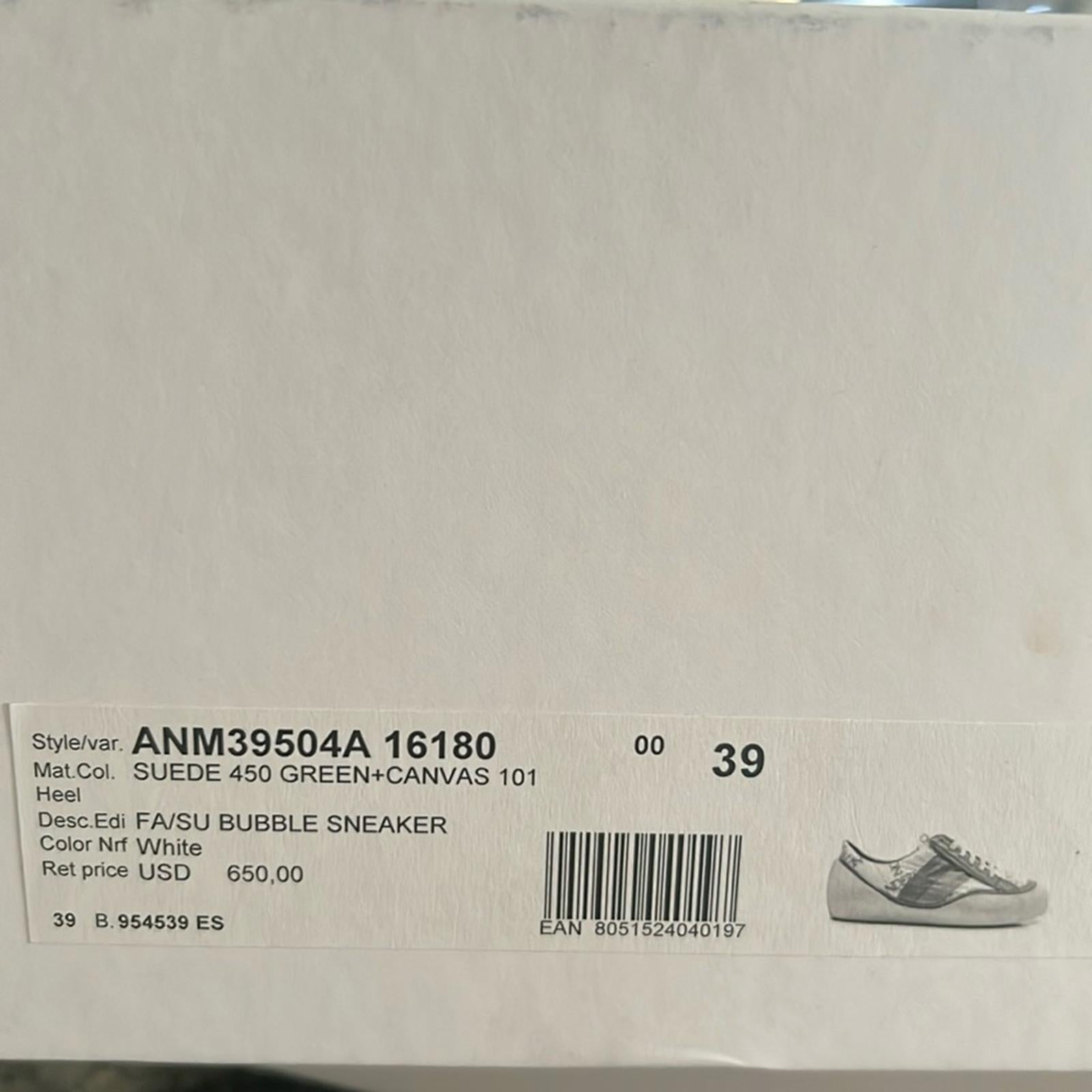 JW Anderson LaceUp Bubble Sneaker, Suede Yellow-Canvas Size 39 New + DustBag