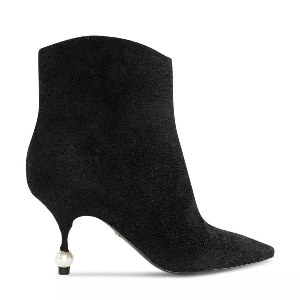 Giambattista Valli Pointed-Toe Suede Heeled Booties Black Size EU 38 NEW $1,090