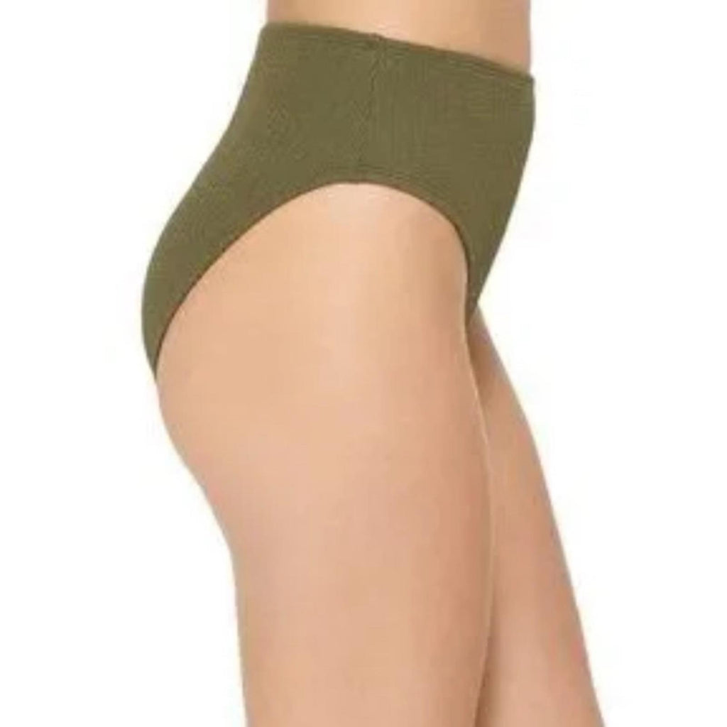 DKNY Textured High-Waist Bikini Bottom, Size L NEW w/Tag