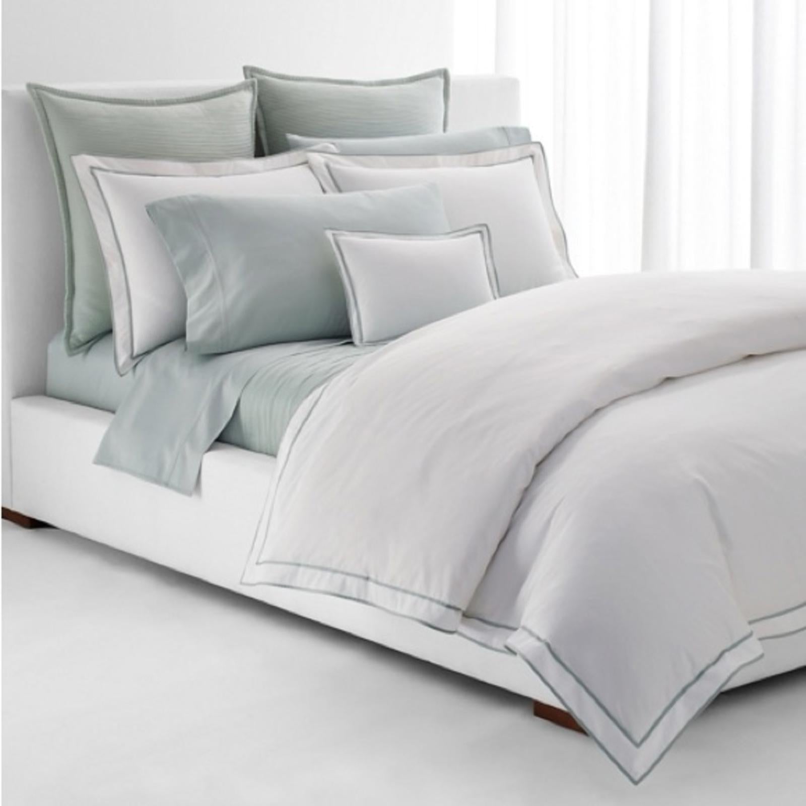 Lauren Ralph Lauren Spencer Sateen Border Duvet Cover WhiteSage, NWT, Full/Queen