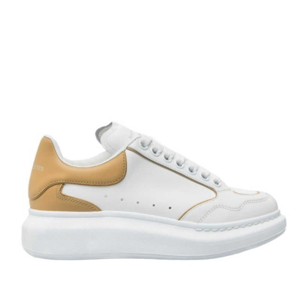 Alexander McQueen Oversized Low-Top Sneakers in White/ Camel, Size 41 NEW $850
