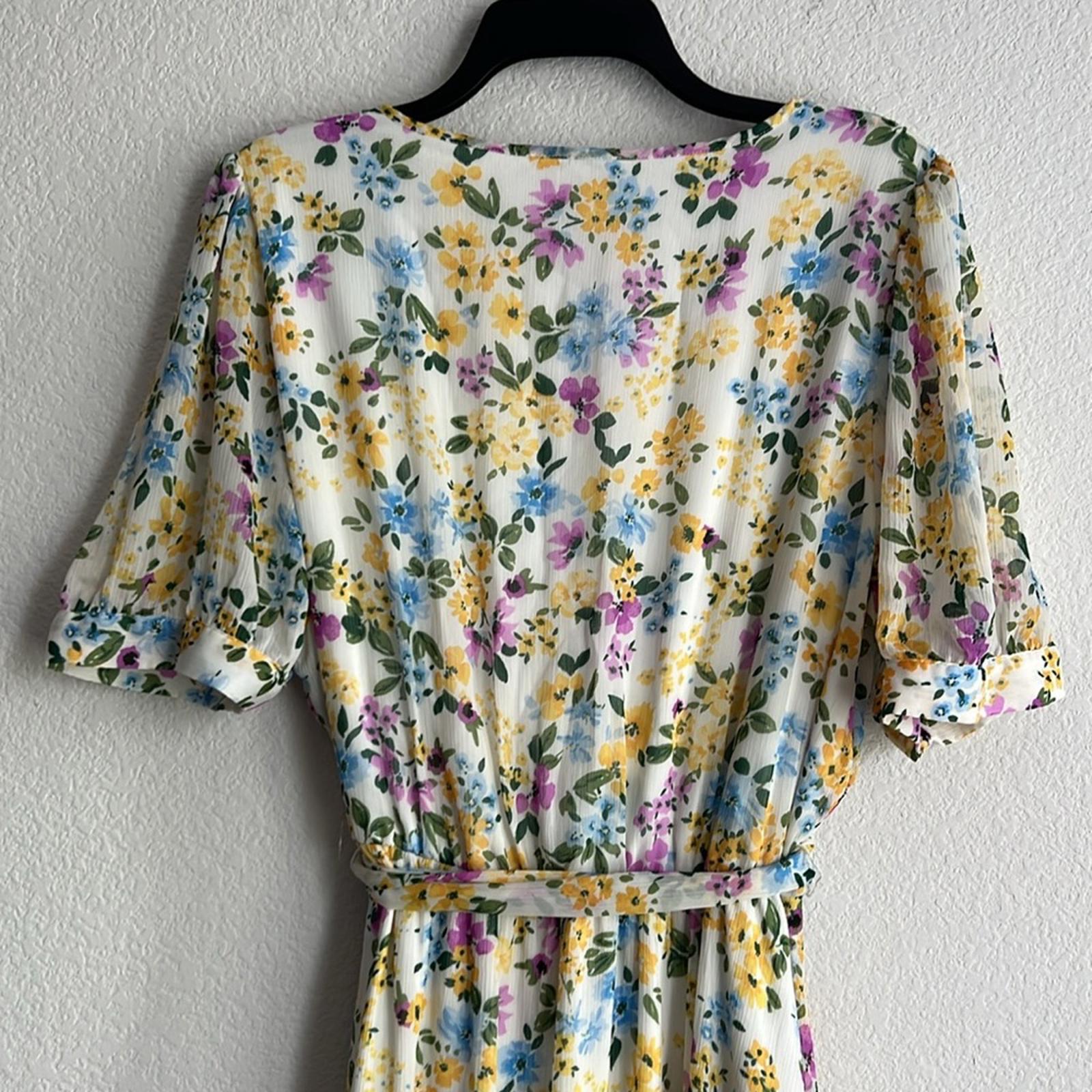 Calvin Klein Floral Chiffon Peasant Maxi Dress, Size 16 EXCELLENT Retail $139