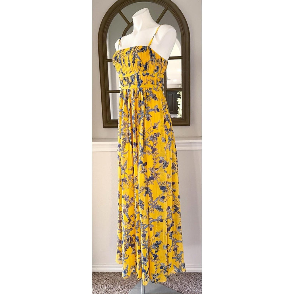 Aqua Bloomingdale’s Square Neck Evening Dress in Apricot, Size S New w/Tag $298