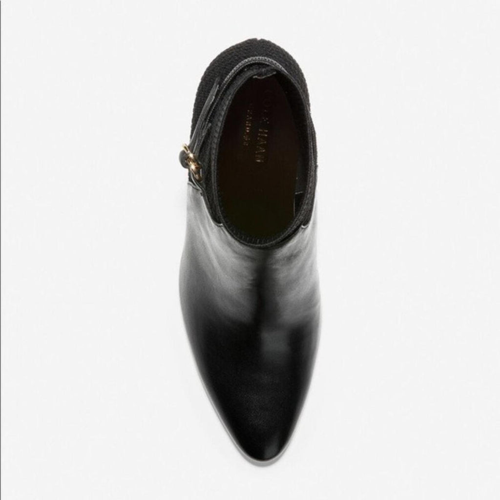Cole Haan Black Boots Leather Ankle Block Heel Booties Size 10.5 New in Box