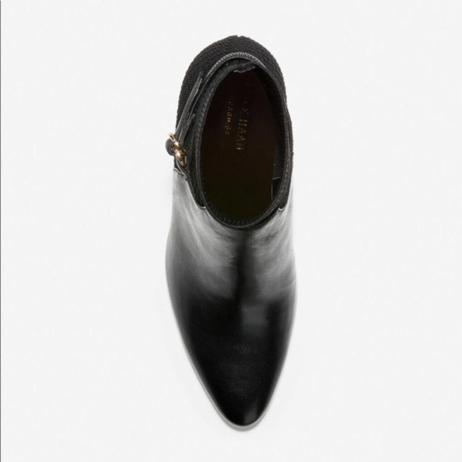 Cole Haan Black Boots Leather Ankle Block Heel Booties Size 10.5 New in Box