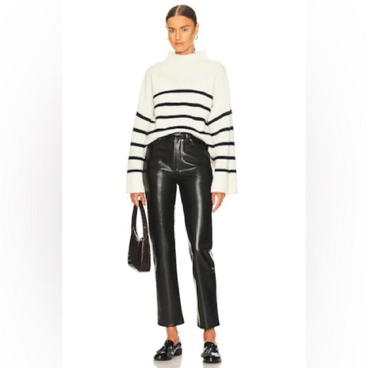 AGOLDE Recycled Leather Fitted 90's Pinch Waist Pants in Black, New w/Tag $348