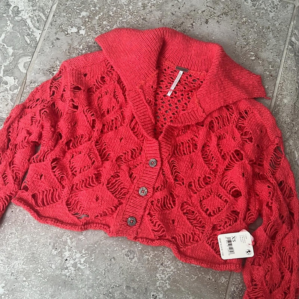 Free People Sedona Cardi in Guava Berry, Size XS New w/Tag Retail $128