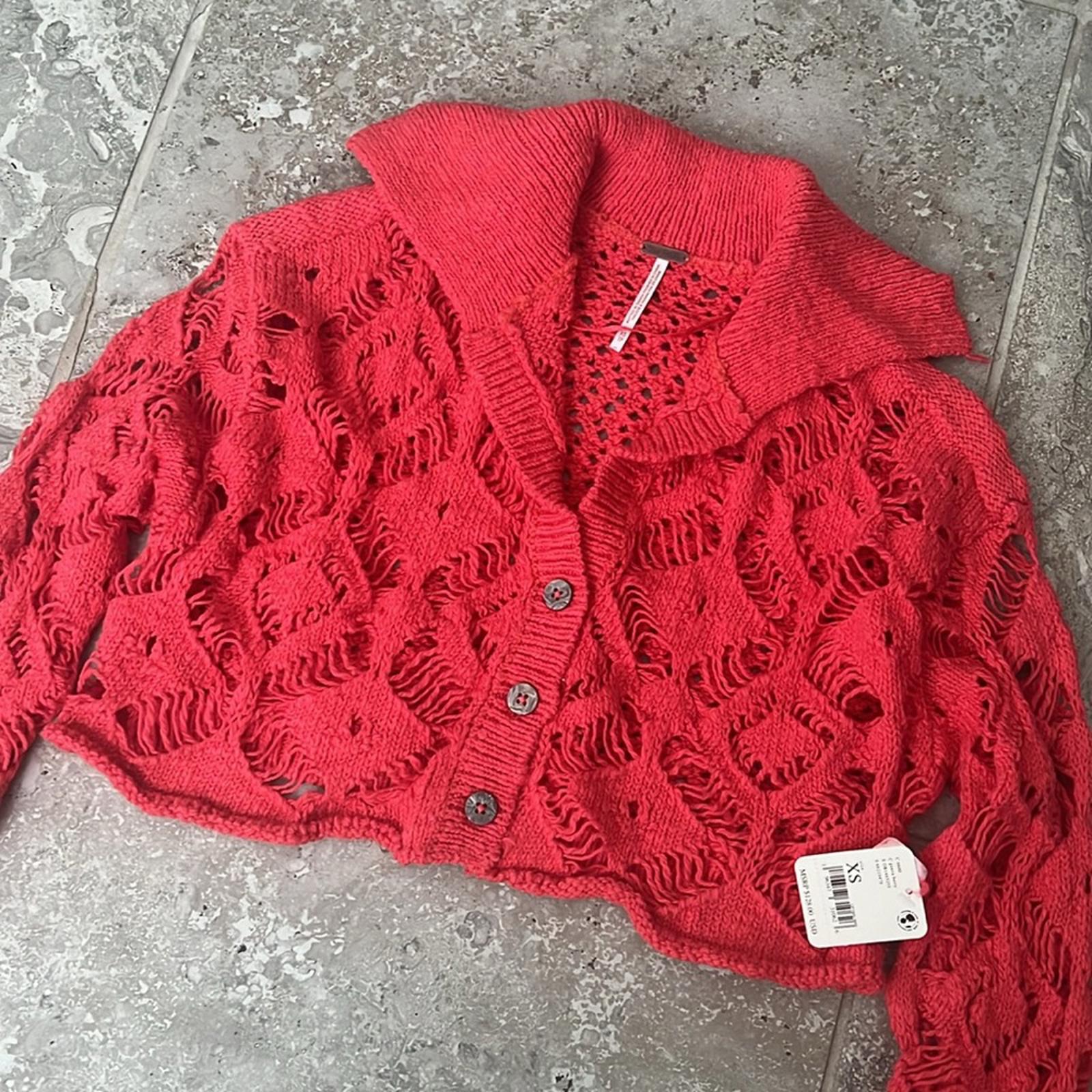 Free People Sedona Cardi in Guava Berry, Size XS New w/Tag Retail $128