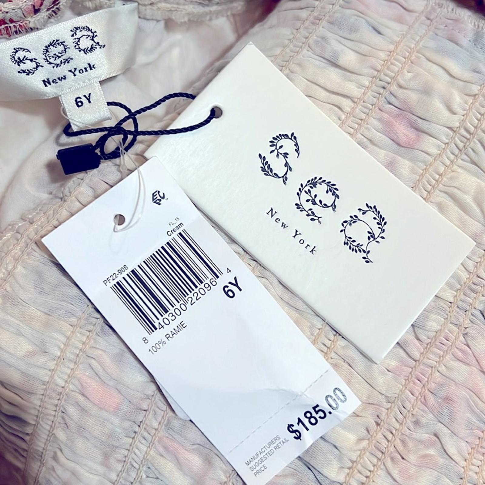 Sea New York Girls' Esme Smocked Dress in Cream Floral, Size 6Y New w/Tag