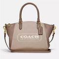 NEW Coach Badge Jacquard Elise Satchel in Chalk Taupe