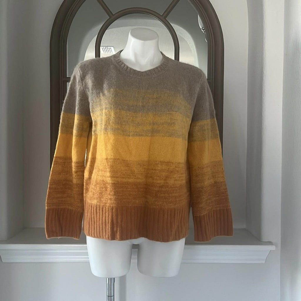 C by Bloomingdale's Cashmere Ombré Color Block Sweater, Yellow Size M NWT $228