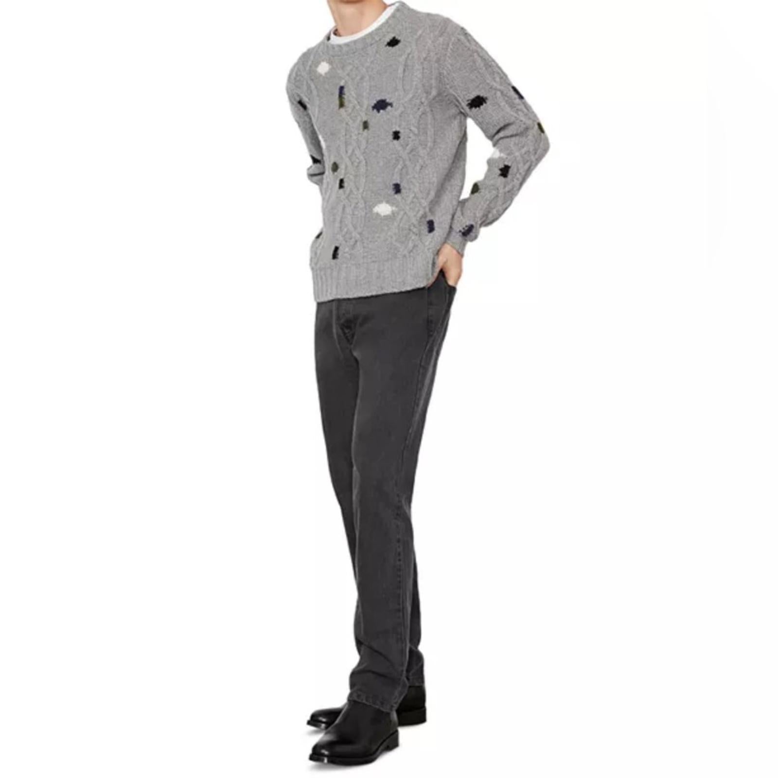 Officine Générale Marco Cable Knit Intarsia Sweater, Size S, NEW (Made in Italy)