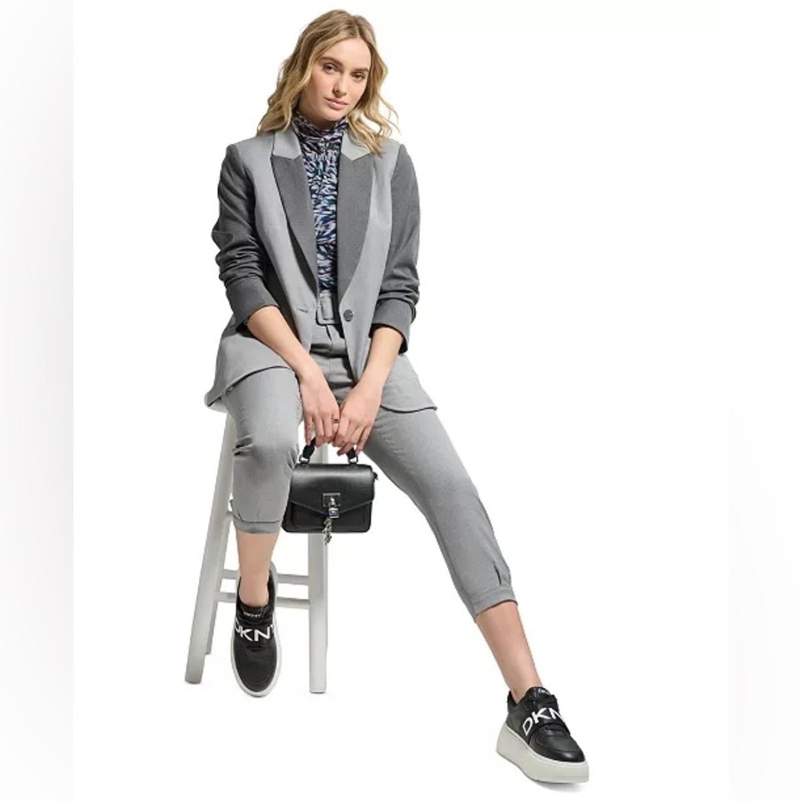 DKNY Two Tone Single Button Blazer in Gray, NWT, Size 8 $159