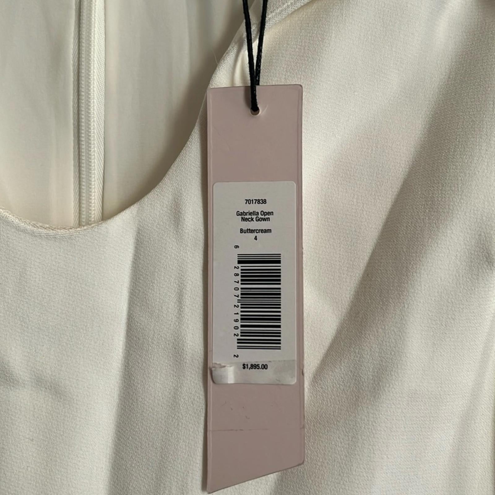 Et Ochs Gabriella Open Neck Gown Long Sleeve Dress in White, NWT, Size 4