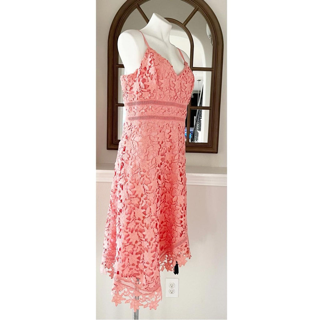 Eliza J. Asymmetric Hem Lace Dress in Pink, Size 12 New w/Tag