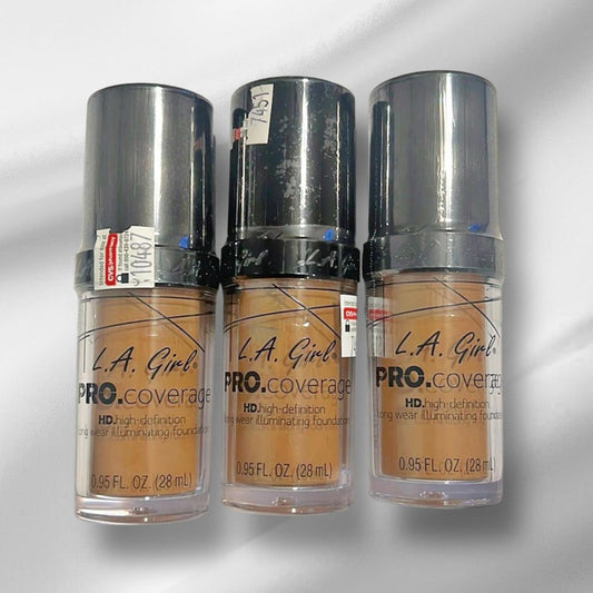 X3 L.A. Girl Beige PRO.coverage HD High-Def Long Wear Illuminating Foundation