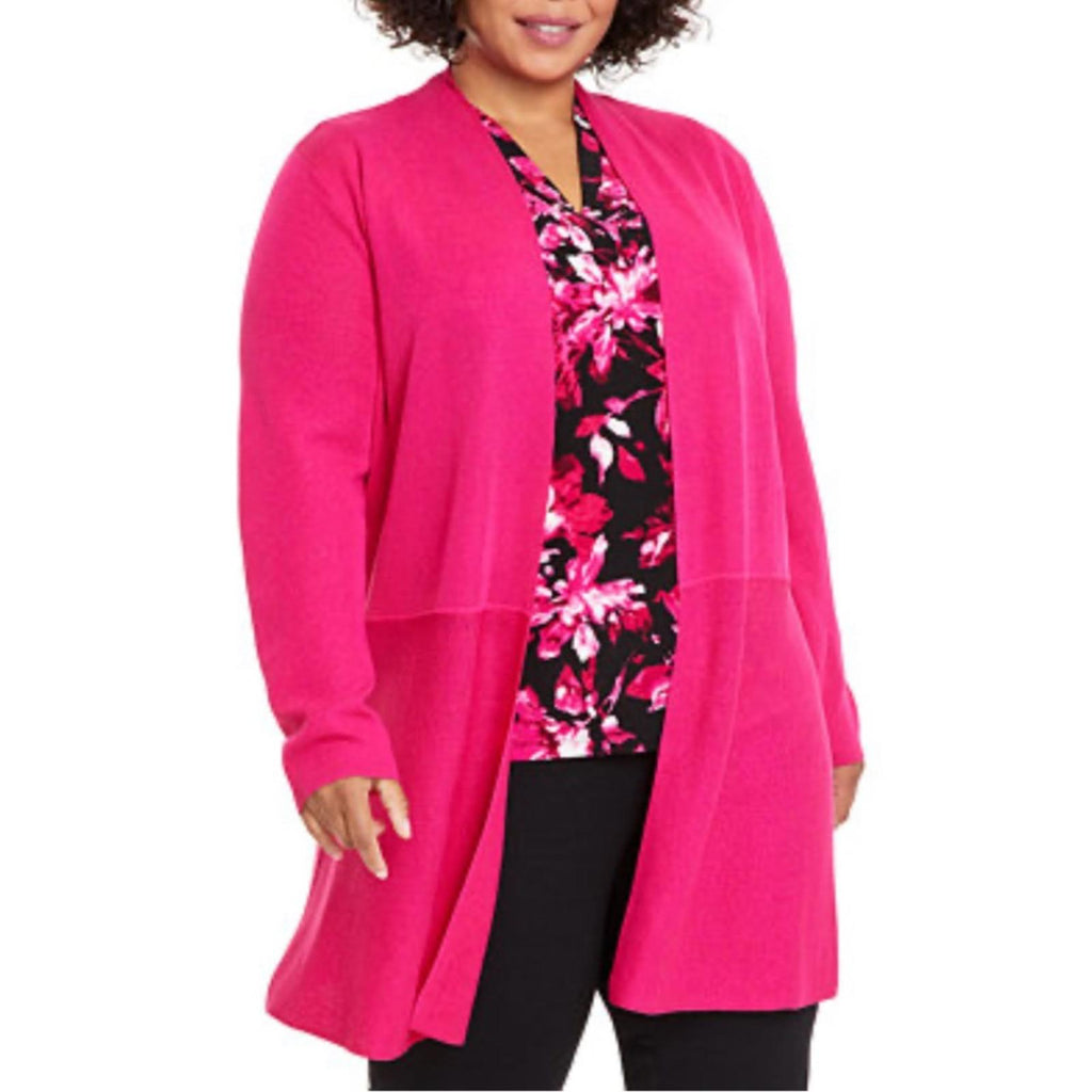 Anne Klein Women’s Monteray Open-Front Cardigan in Pink, Plus Size 3X, NEW