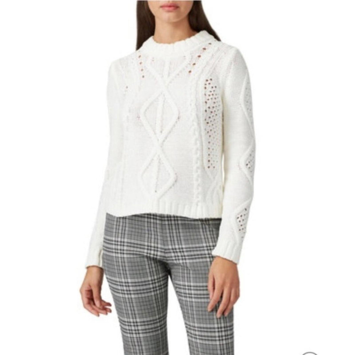 Rachel Roy Adrina Crewneck Pullover in Ivory, Size L New w/o Tag