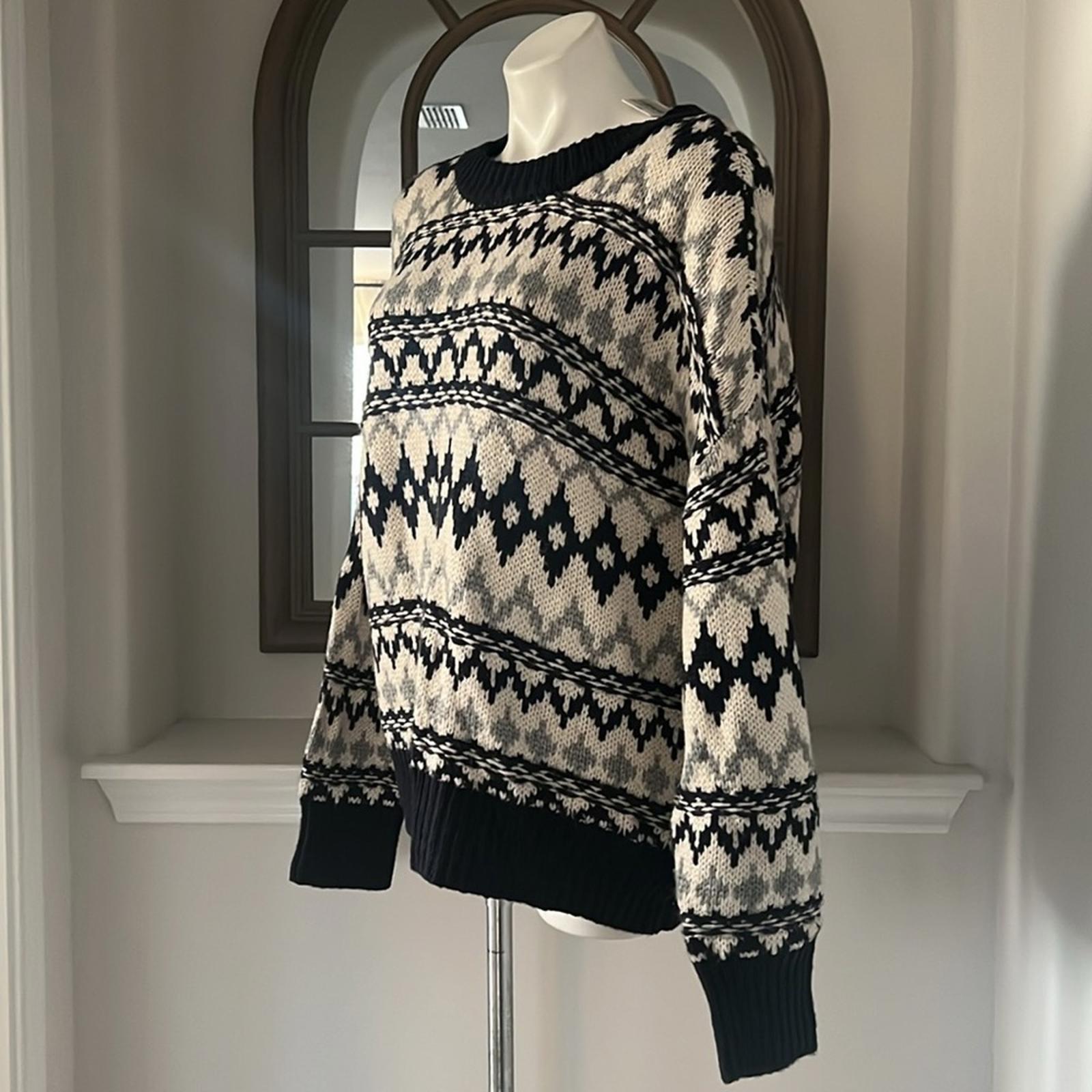 Favorite Daughter ‘Tis The Season Sweater &Hat Set, Blue/Grey Fair Isle Sz M NWT