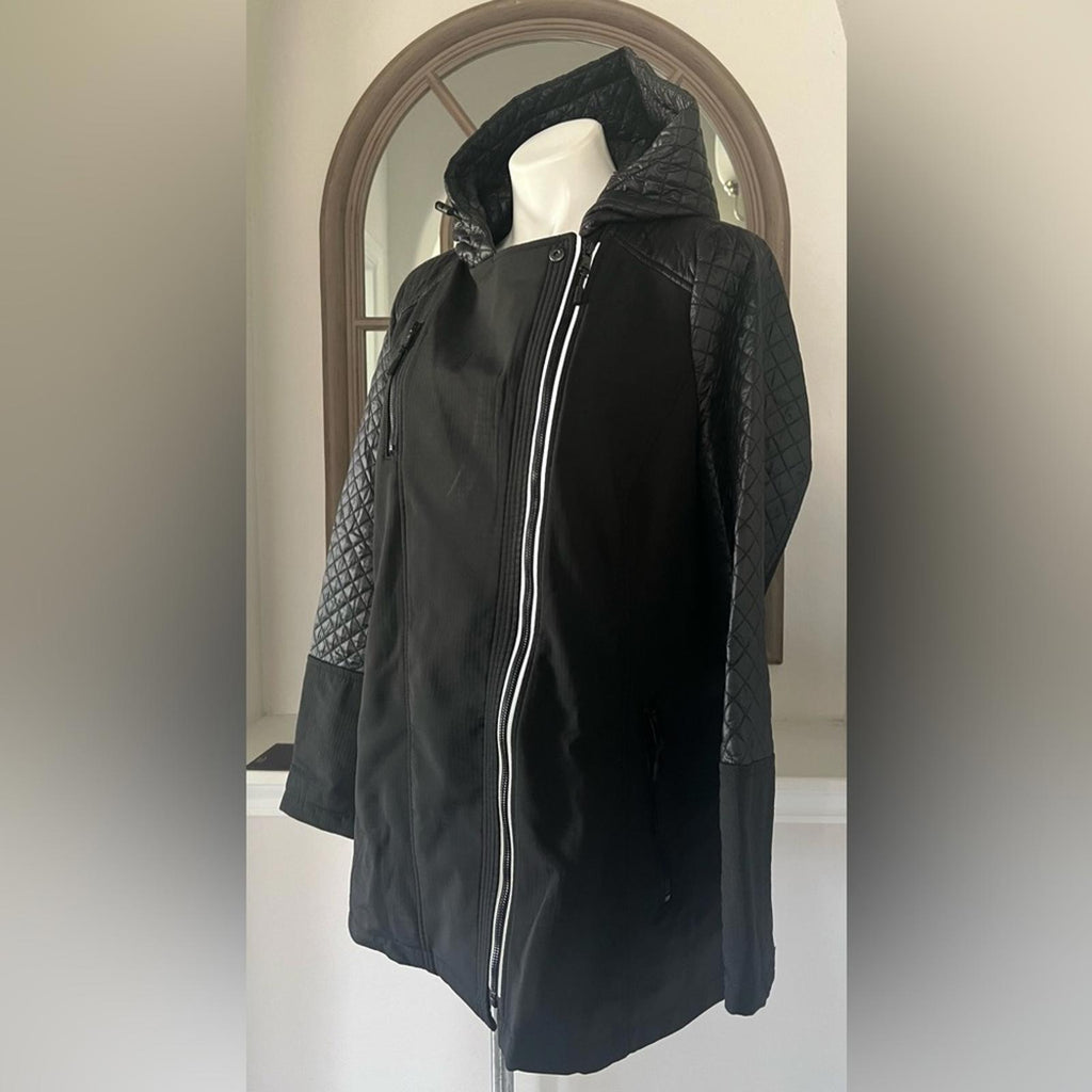 Michael Kors Quilted Reflective Hooded Jacket in Black, Size XL Retail $248