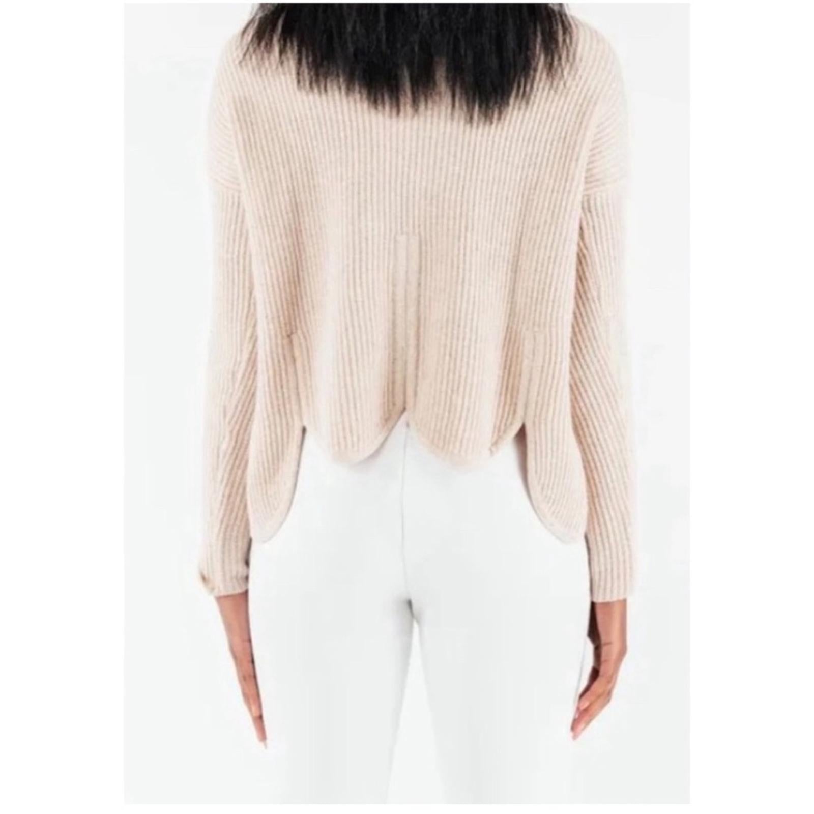 Chloé Kristyn Café Au Lait Anna Scallop Sweater, Size L, New w/Tag Retail $398