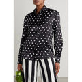 Sergio Hudson Polka Dot Silk Charmeuse Button-Up Blouse, Black/White XS NWT $795