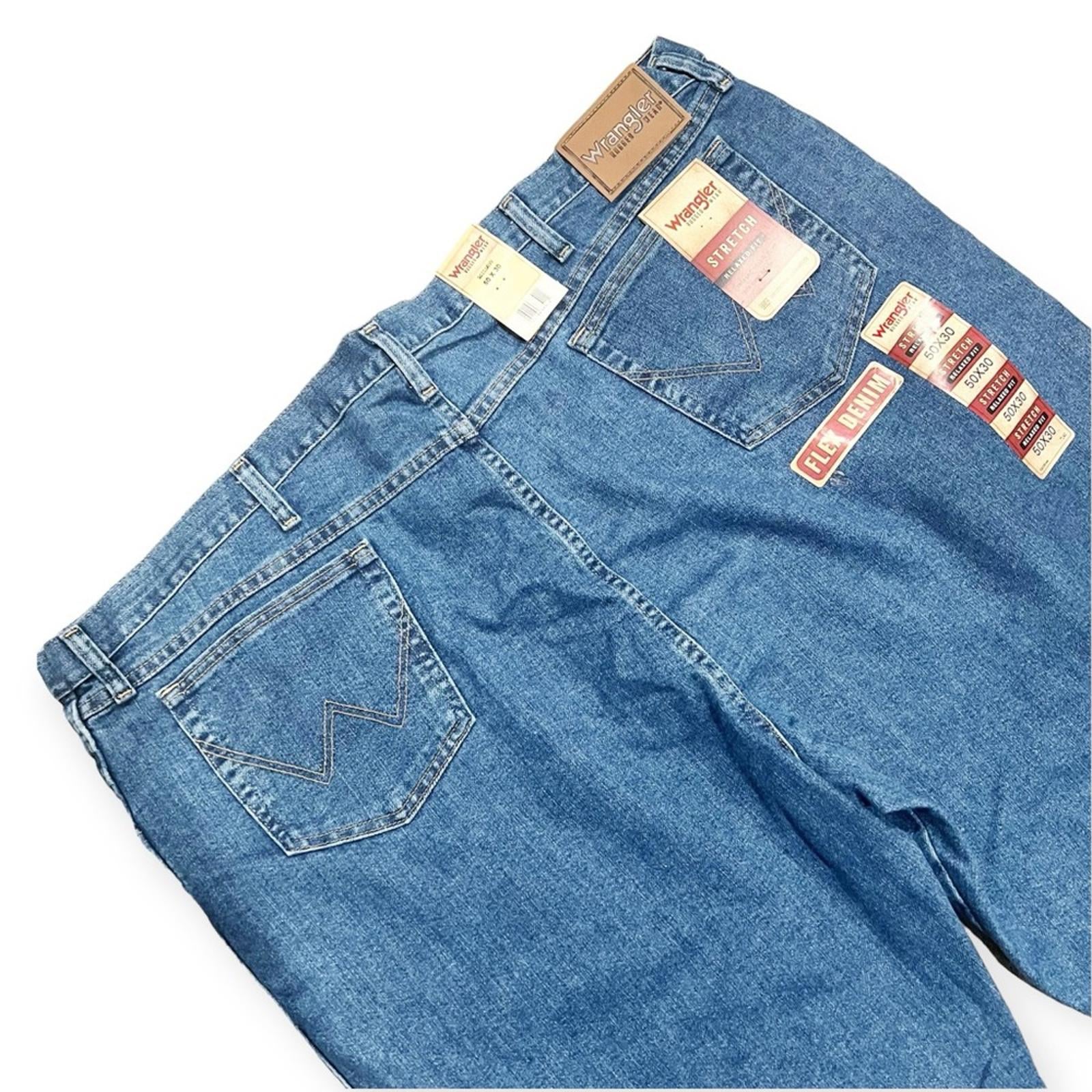 Wrangler Stretch Relaxed Fit Big & Tall Jeans, Stonewash Size 50 X 30 New w/Tag