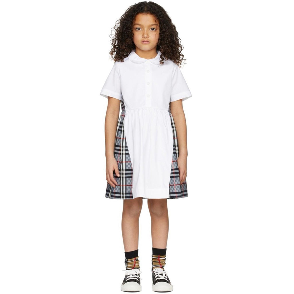 Burberry Chequerboard Panel Stretch Cotton Polo Shirt Dress, Size 12Y New w/Tag