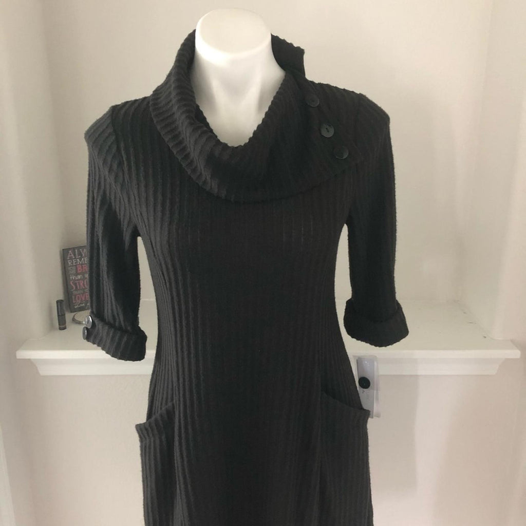 Robbie Bee’s Signature Ribbed Sweater Dress in Black, Size M New w/Tag
