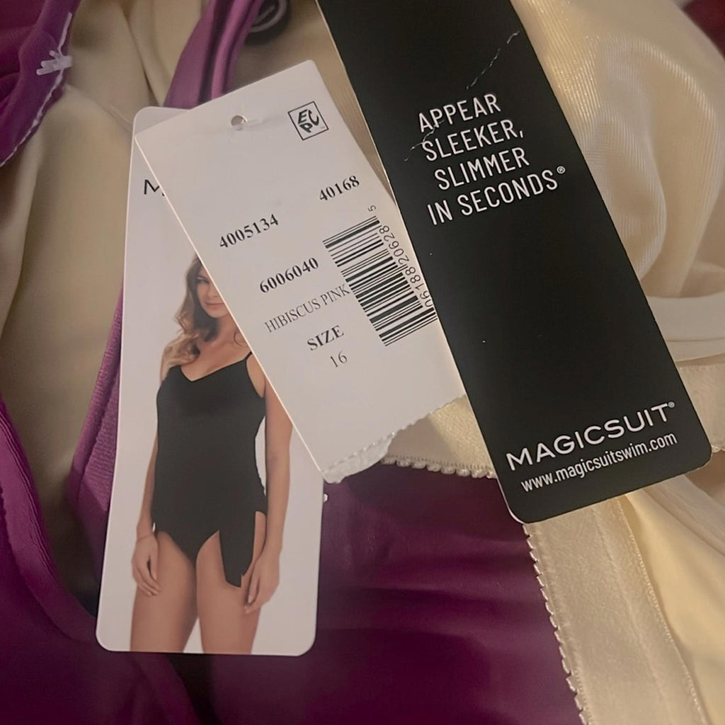 Magicsuit Winnie Asymmetric-Hem Tankini Top, Hibiscus Pink, Size 16 NWT