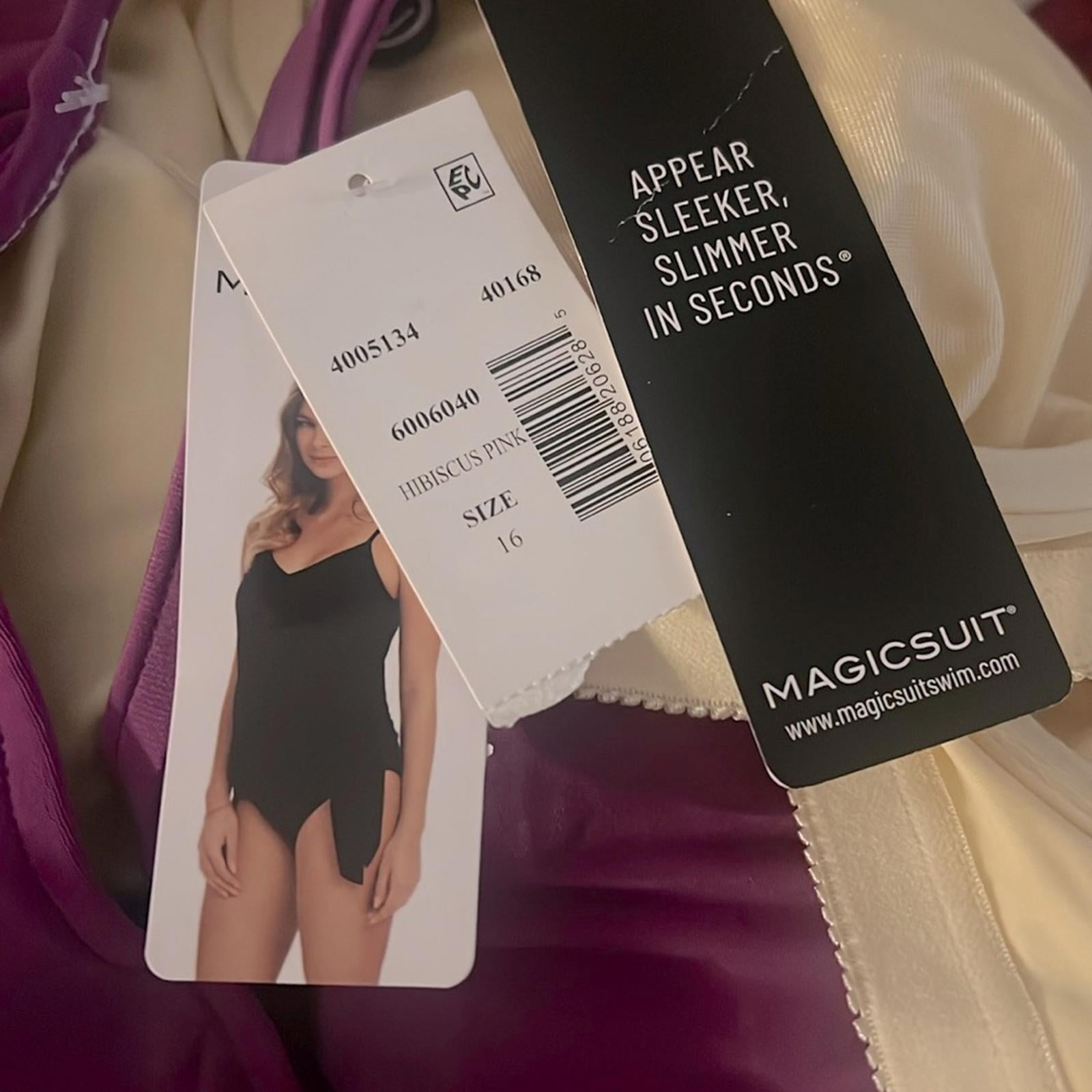 Magicsuit Winnie Asymmetric-Hem Tankini Top, Hibiscus Pink, Size 16 NWT