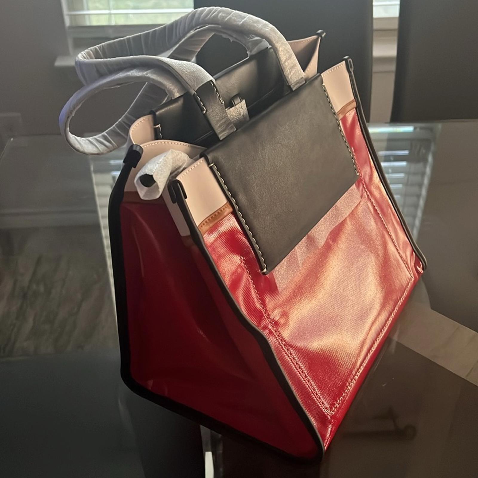 Proenza Schouler White Label Morris Large Coated Canvas Tote in Red, New w/Tag