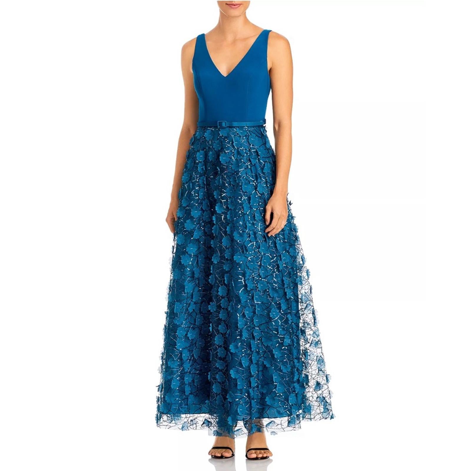 Eliza J V-Neck Fit + Flare Gown in Teal, Size 10 New w/Tag SOLD OUT