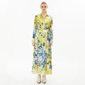 Falguni Shane Peacock Yellow Divine Long Maxi Dress, Size M, New w/Tag