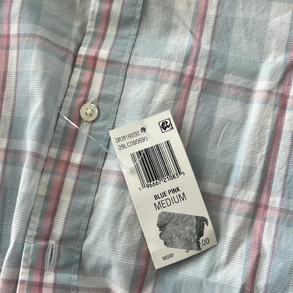 The Men’s Store Bloomingdale’s Plaid Button Up Dress Shirt Blue/ Pink Size M NWT