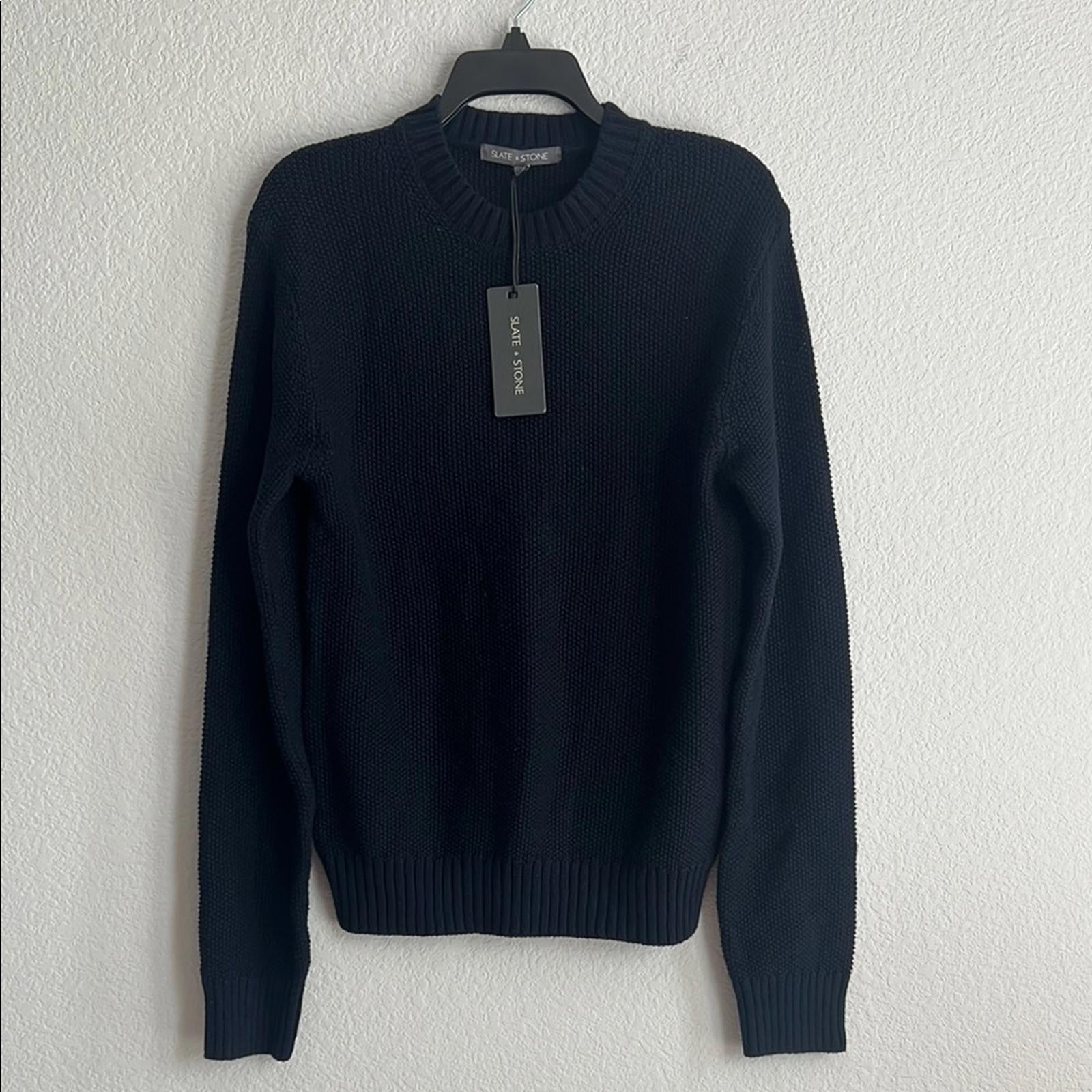 Slate & Stone Textured Weave Crewneck Men's Sweater in Navy, NWT, Size S