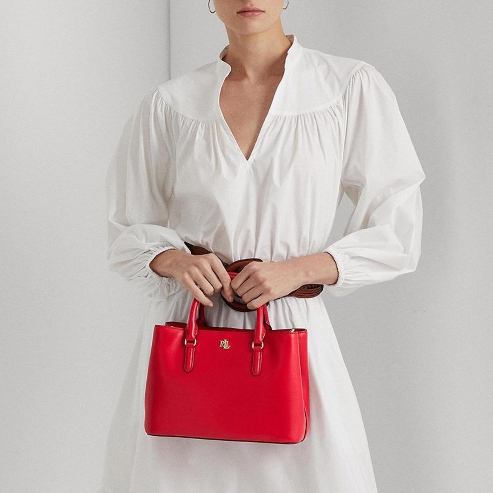 Lauren Ralph Lauren Marcy 26 Small Satchel in Red, NEW w/Tag Retail $350
