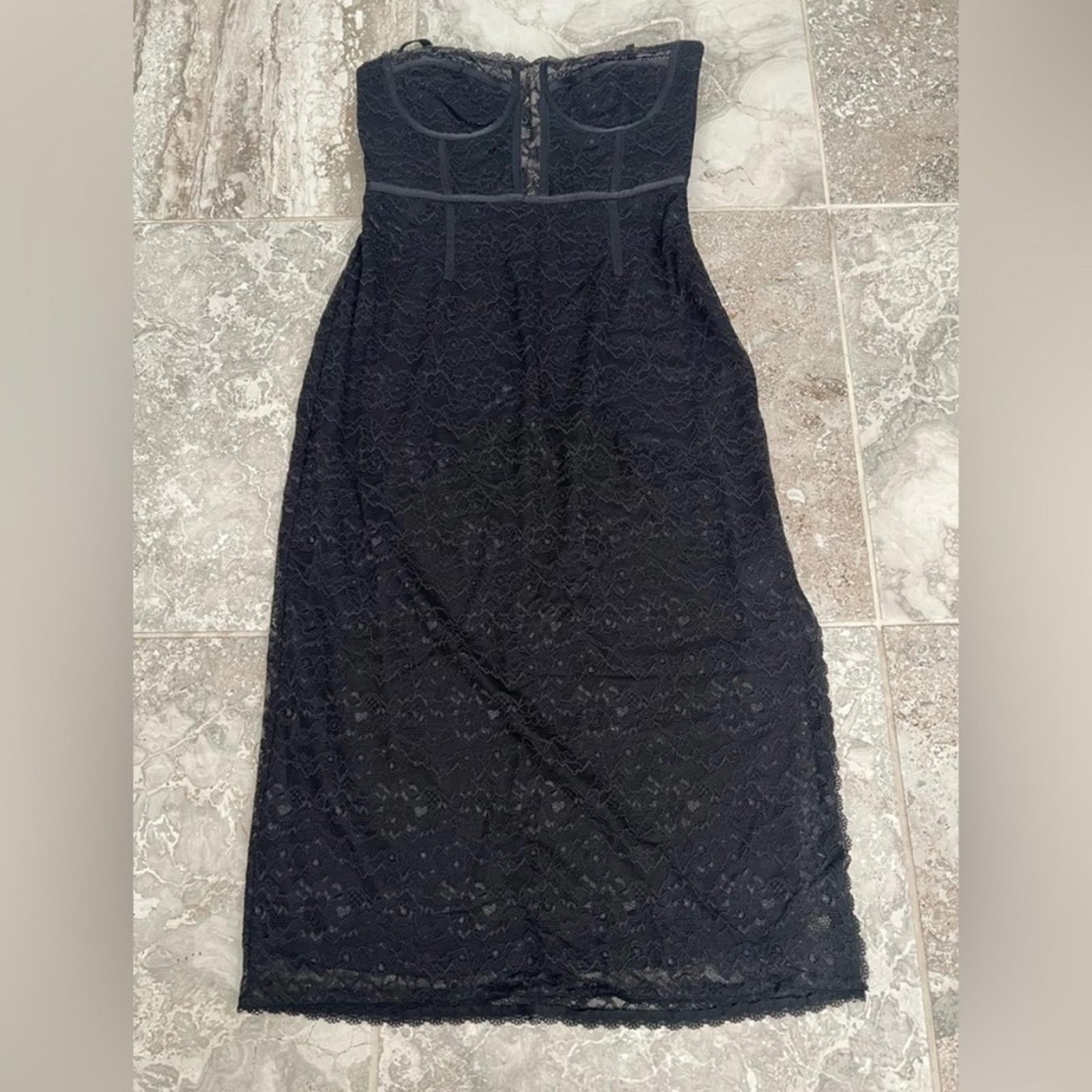 Jonathan Simkhai xRevolve Roslyn Bustier Lace Midi Dress in Black, NWT, Size L