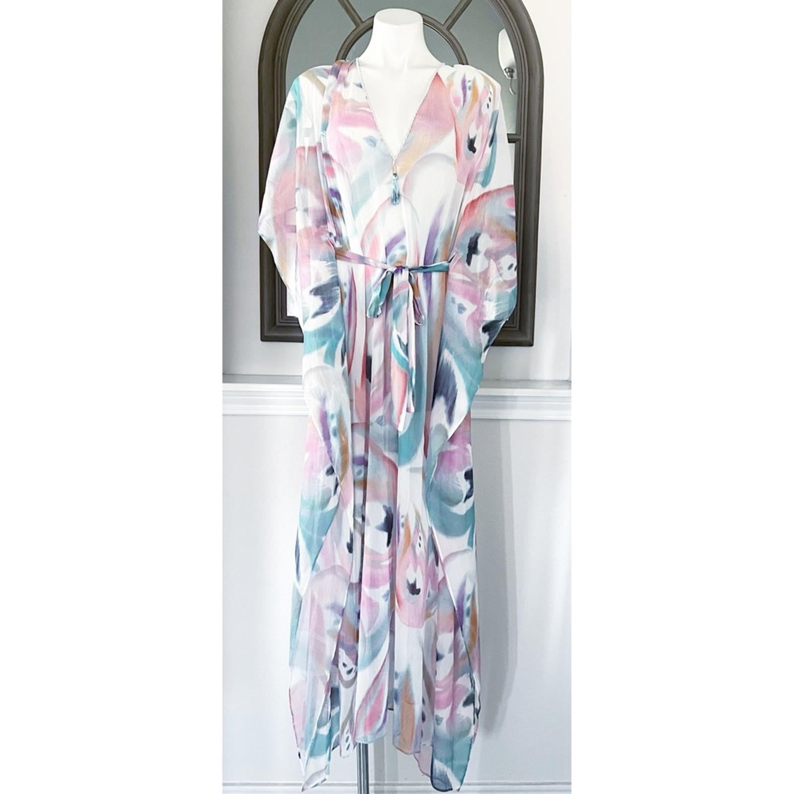 Etro Abito Mare Kaftan-Style Dress in Pastel (Made in Italy) Size 38, NWT $1,550